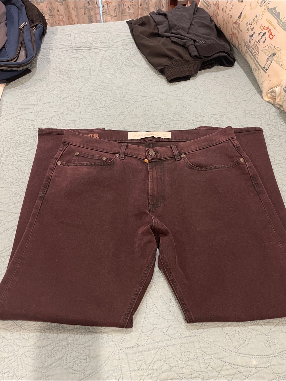 Marco Pescarolo Men’s  Straight Fit Maroon Jeans size 36x30 - Picture 5 of 11